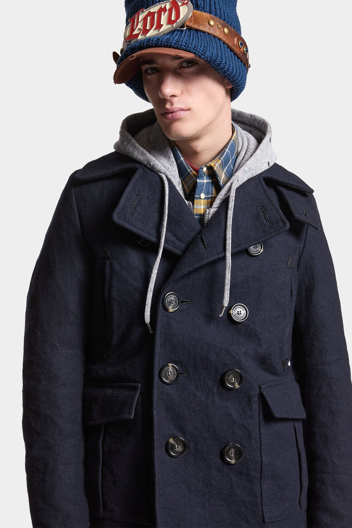Dsquared2 Double-breasted Short Coat In Black