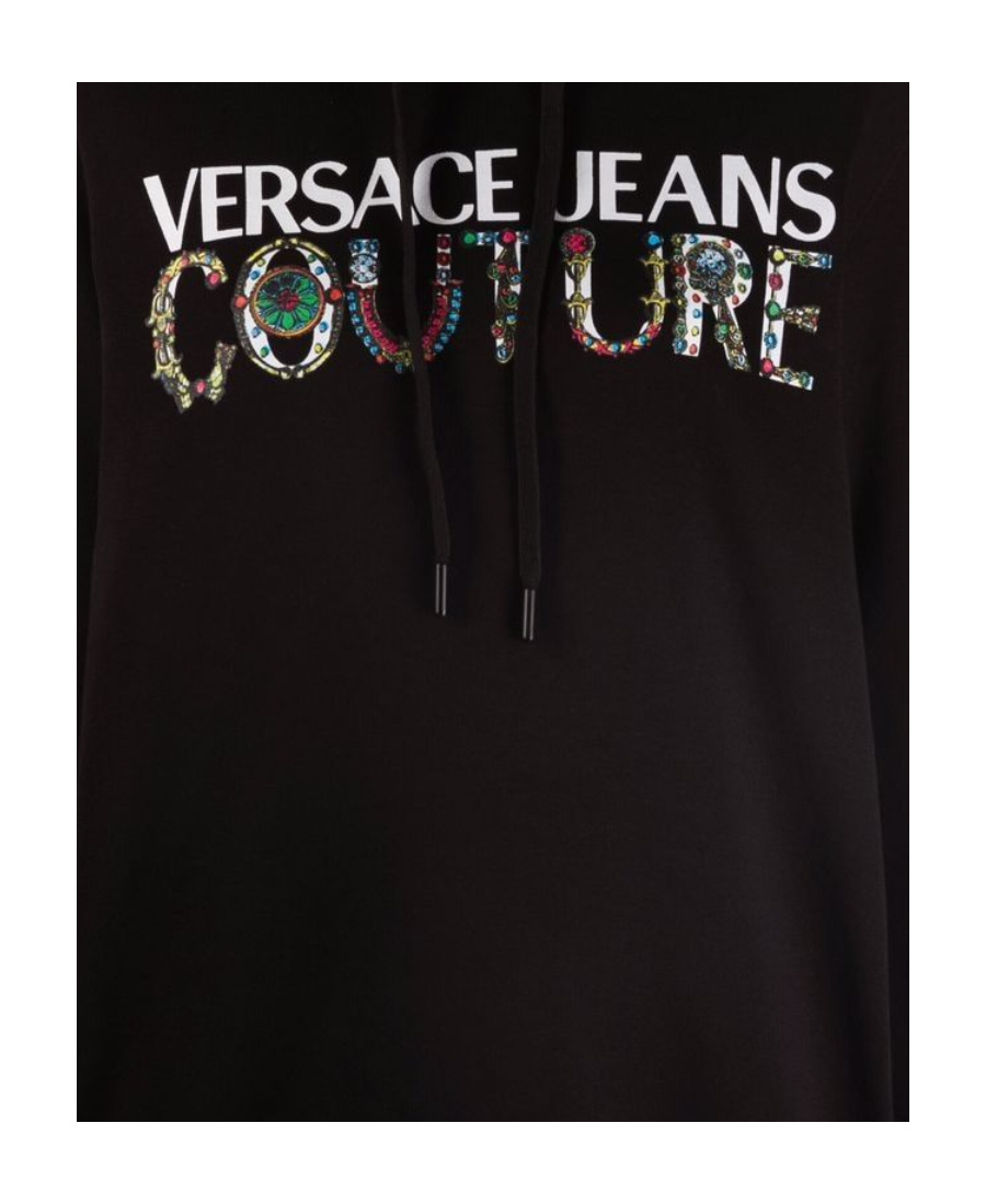 Versace Jeans Logo-print Pullover Hoodie In Black