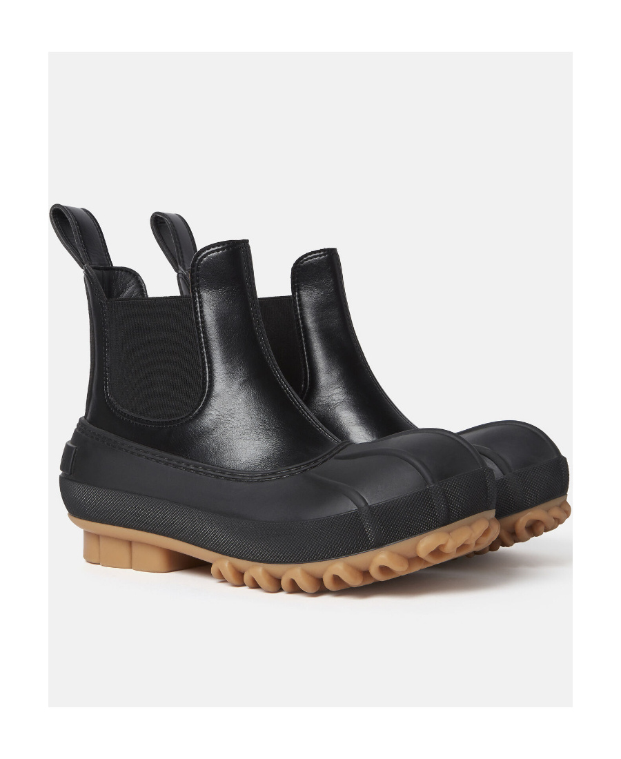 Stella Mccartney Faux Leather And Rubber Chelsea Boots In Black