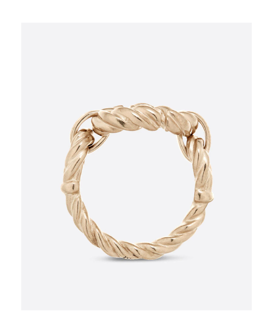 Dior Golden Effect Metal Ring With Cd Monogram In Yellow