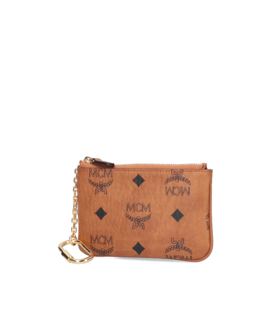 Mcm Mini Monogram-print Key Pouch In Brown
