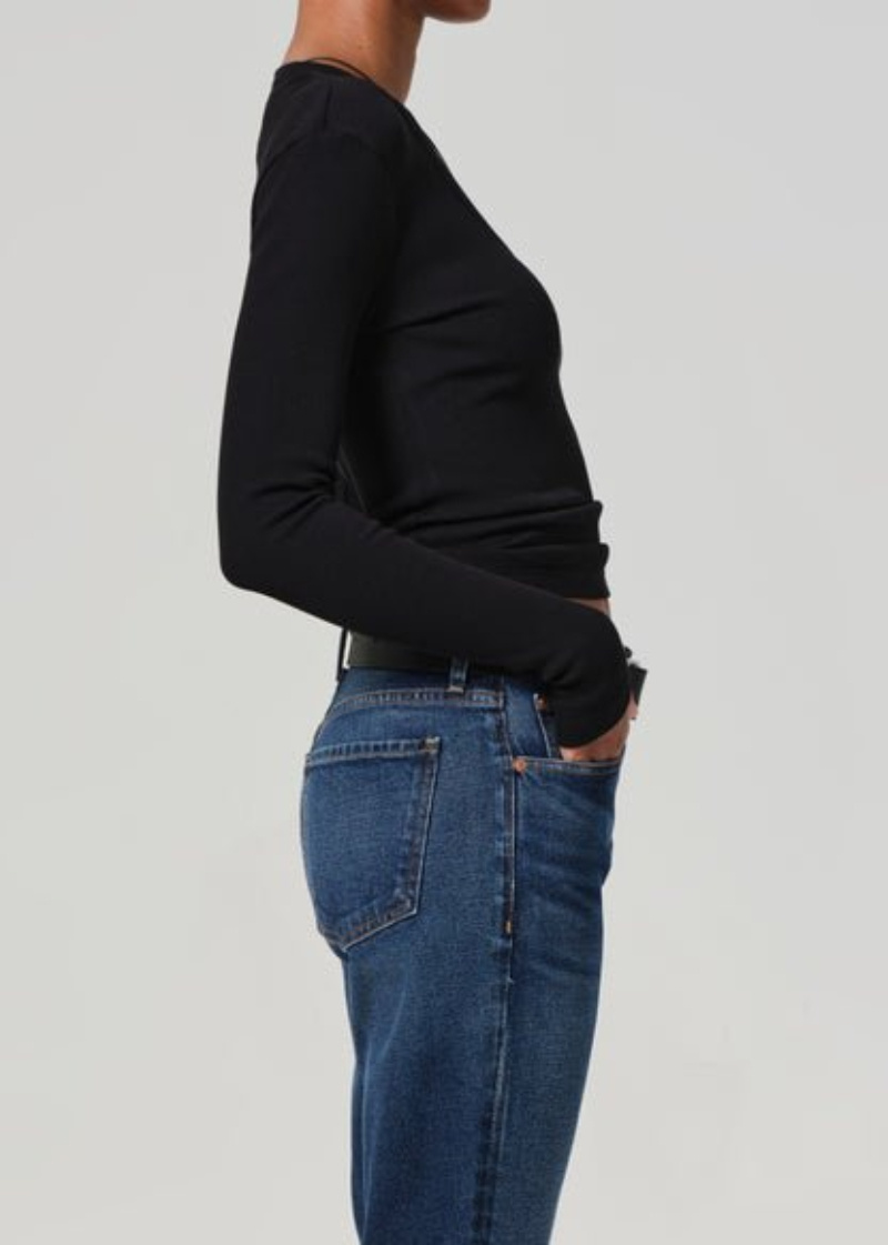 Citizen Of Humanity U-neck T-shirt In Black