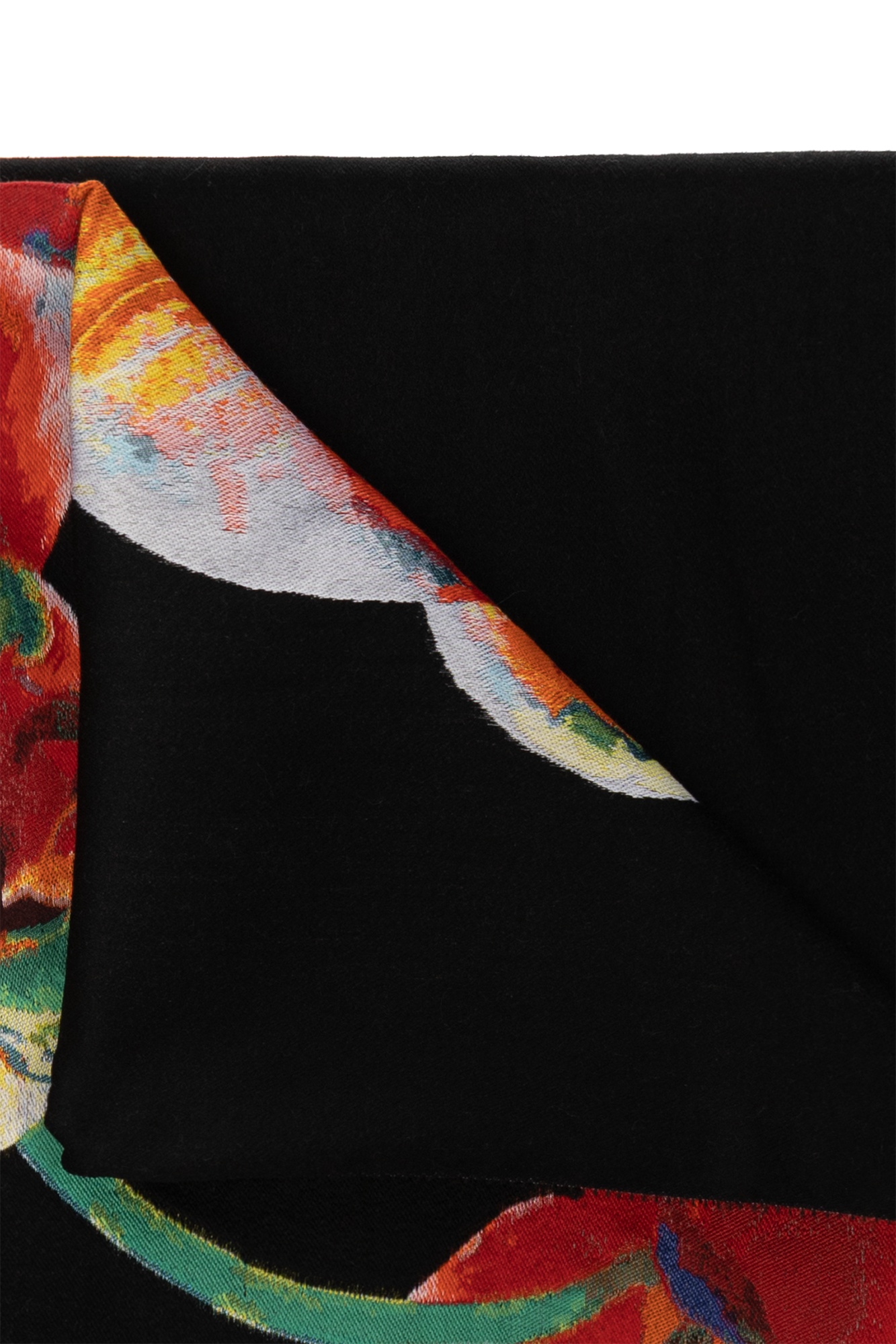 Alexander Mcqueen Orchid Skeleton Stole Wool-blend Scarf In Black