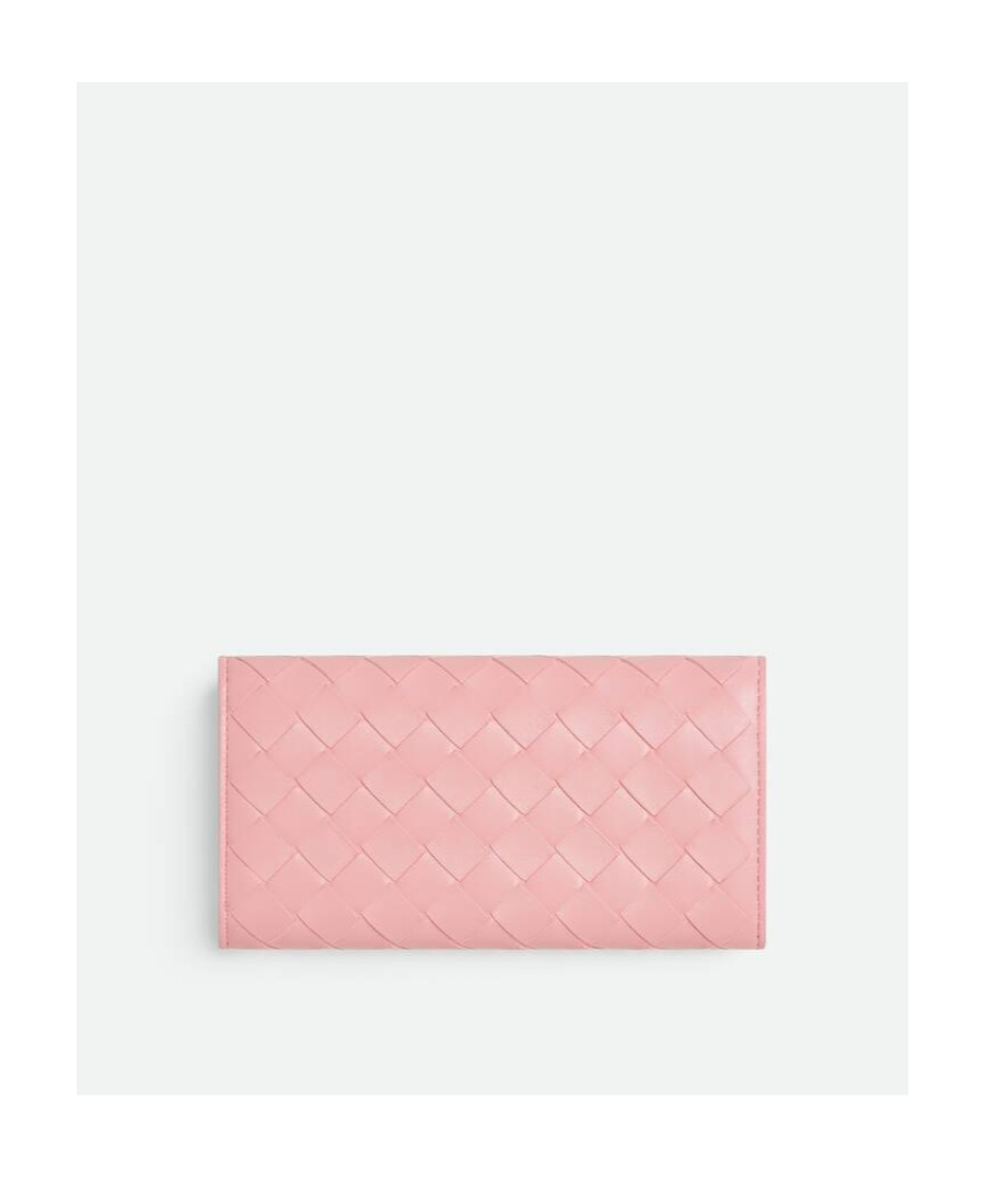 Bottega Veneta Continental Intrecciato Leather Wallet In Pink