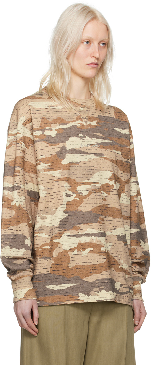 Acne Studios Abstract-print Sweatshirt In Nude
