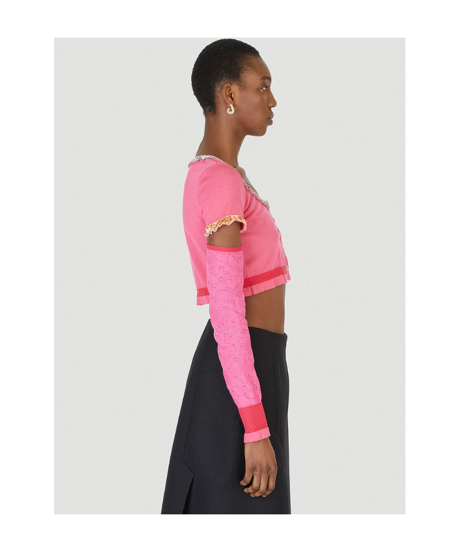Stella Mccartney Ruffle-trim Cropped Cardigan In Pink