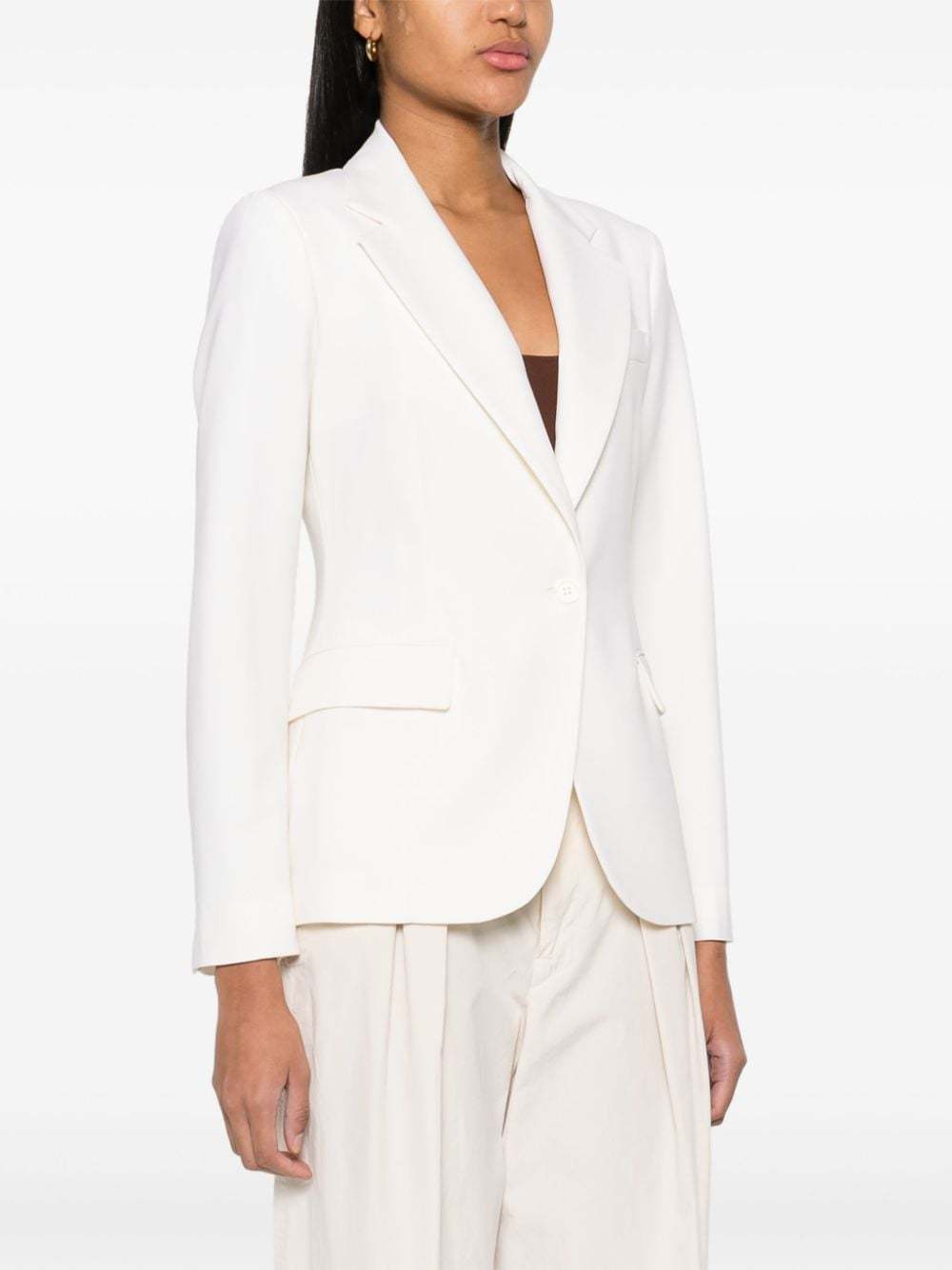 Shop P.a.r.o.s.h Long Sleeved Lapel Suit Jacket In White