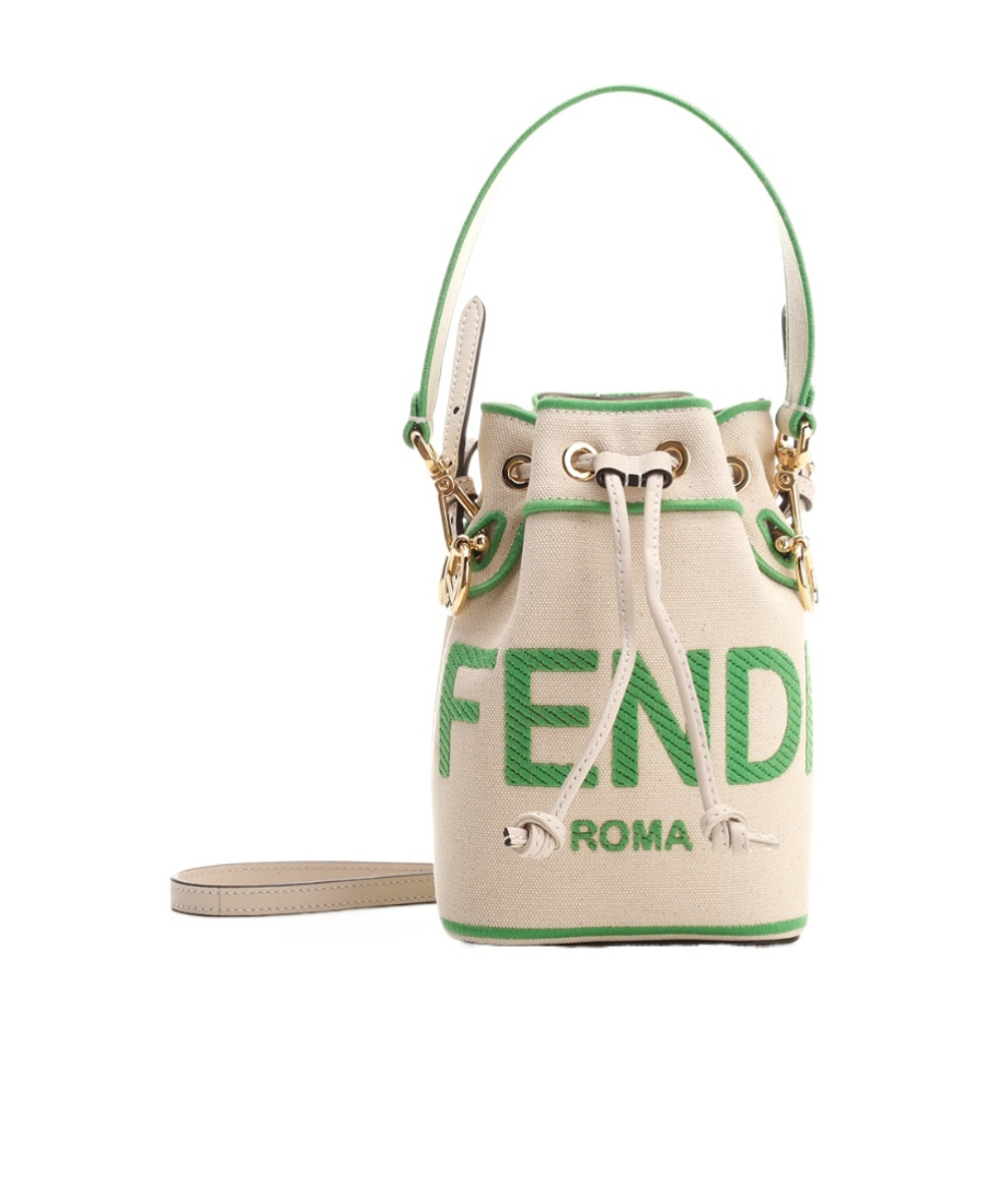 Fendi Sand Canvas Mini Mon Tresor Bucket Bag In Nude