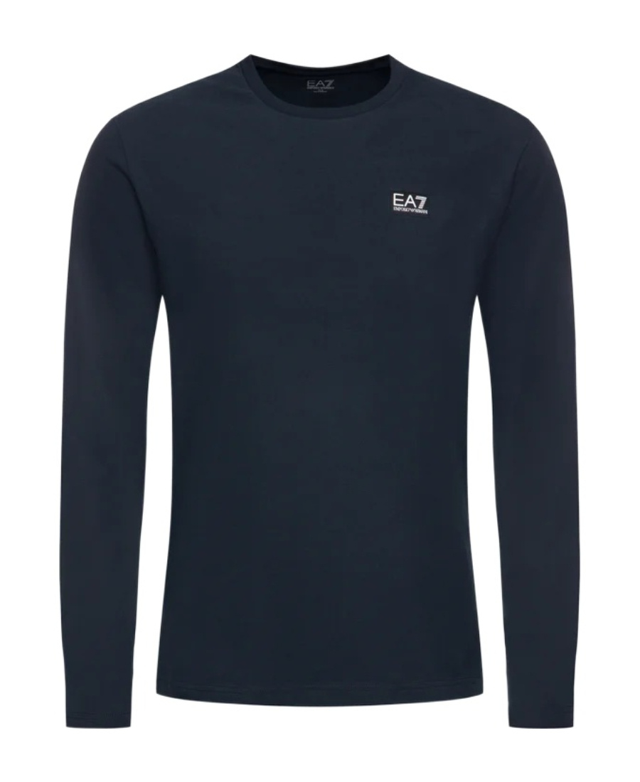 Ea7 T-shirt With Round Neck And Long Sleeves In Black