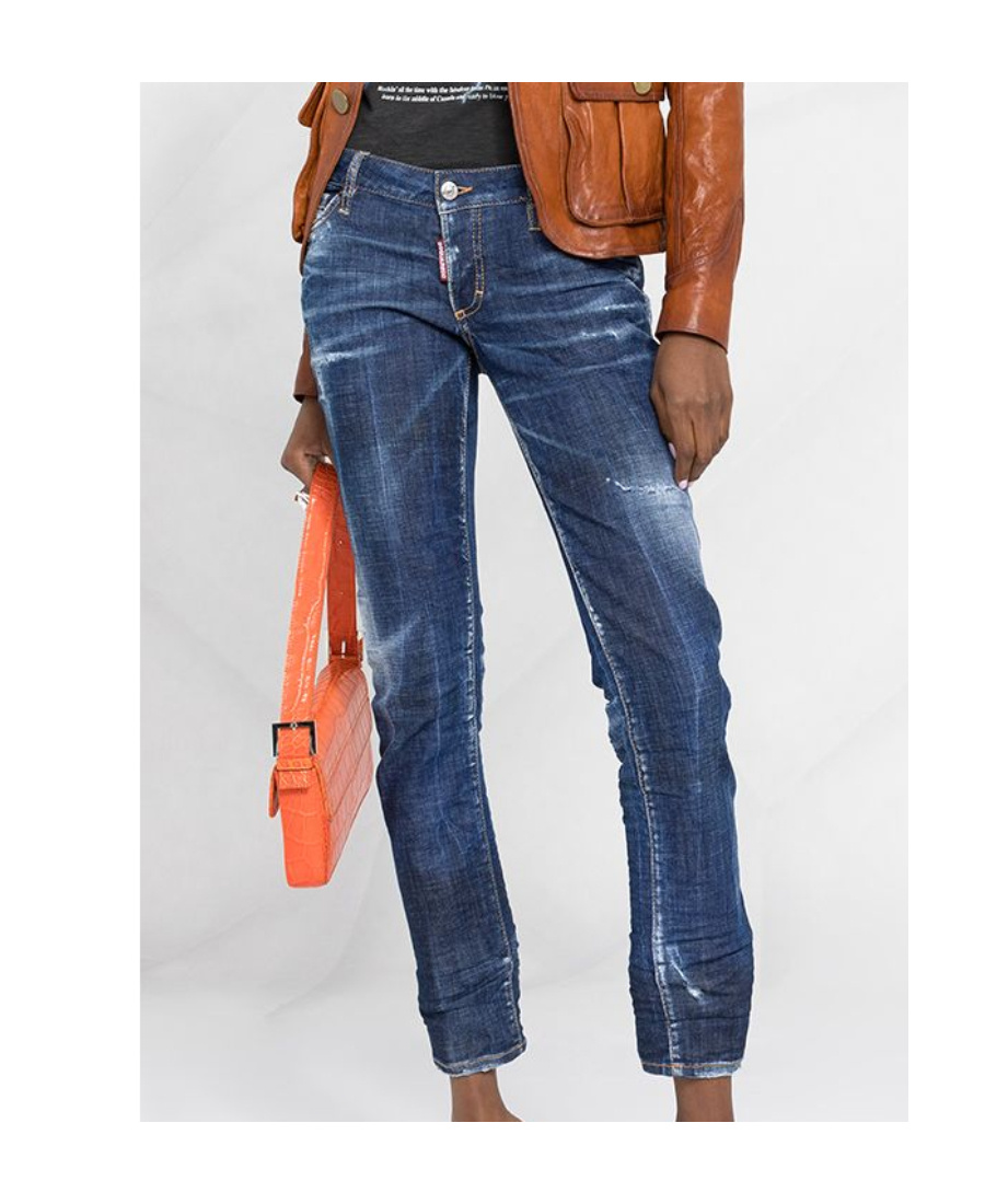 Dsquared2 Distressed-effect Cropped Skinny Jeans In Blue