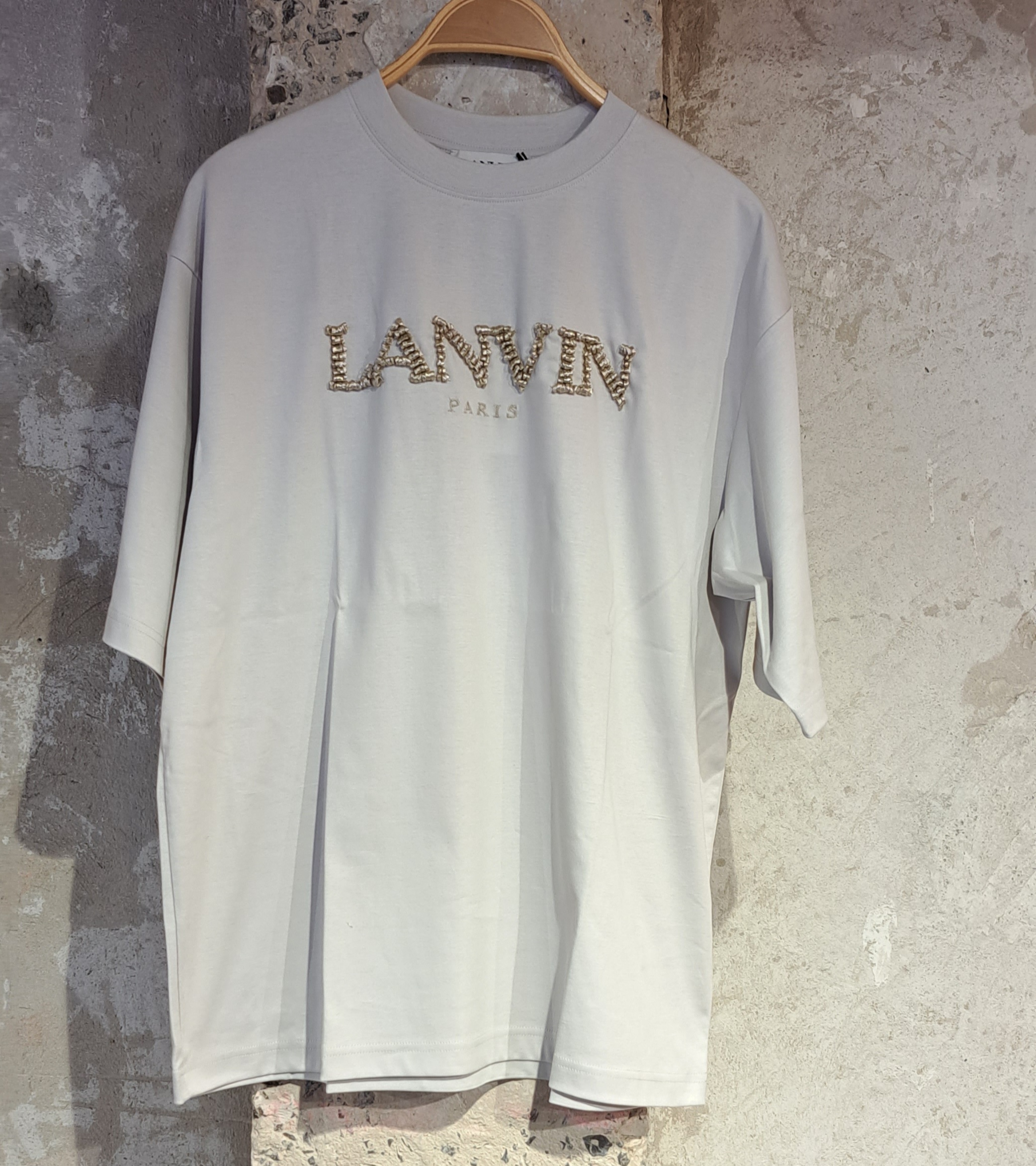 Lanvin Logo-embroidered Crewneck T-shirt In Gray