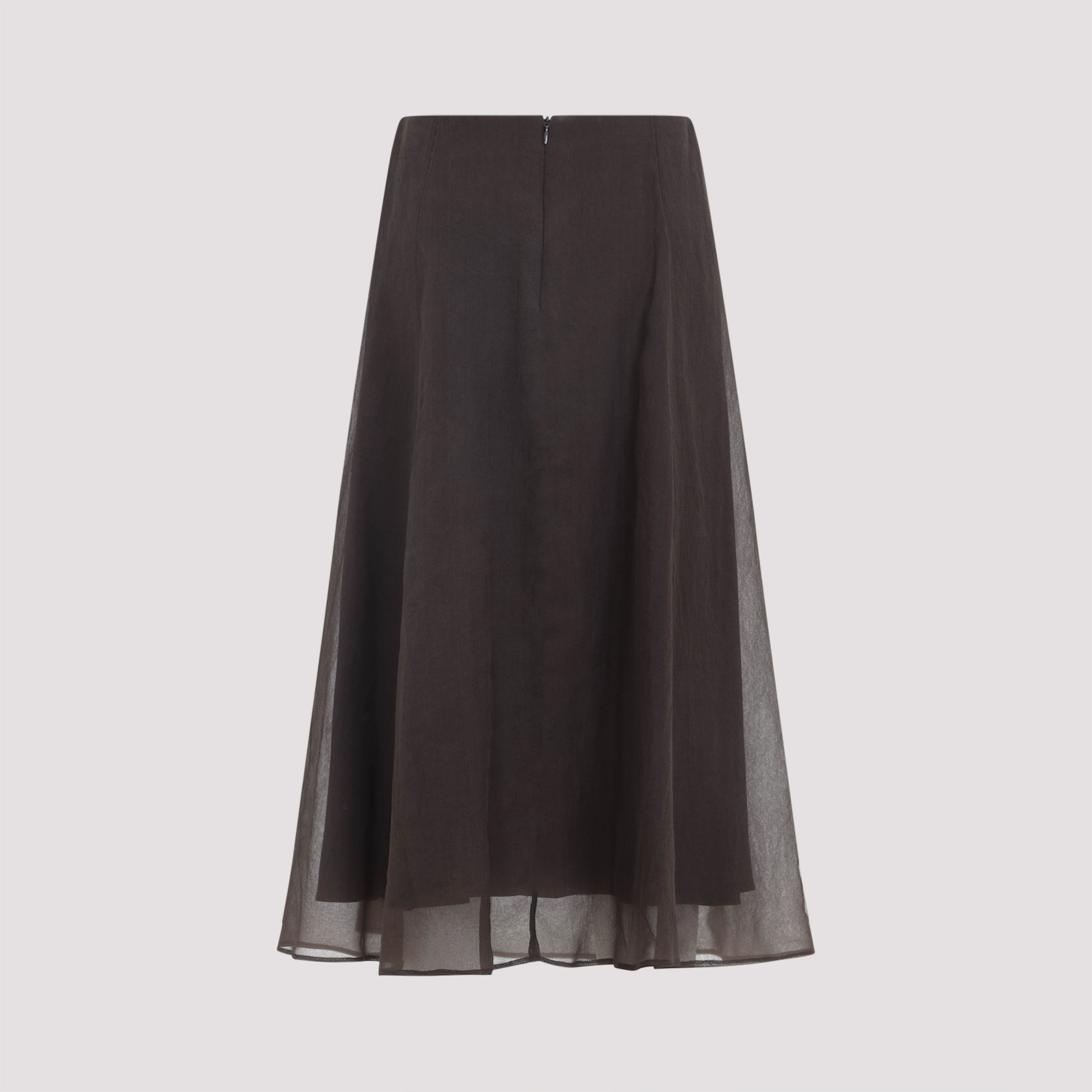 Brunello Cucinelli Women Brown Crispy Silk Circle Skirt In Black