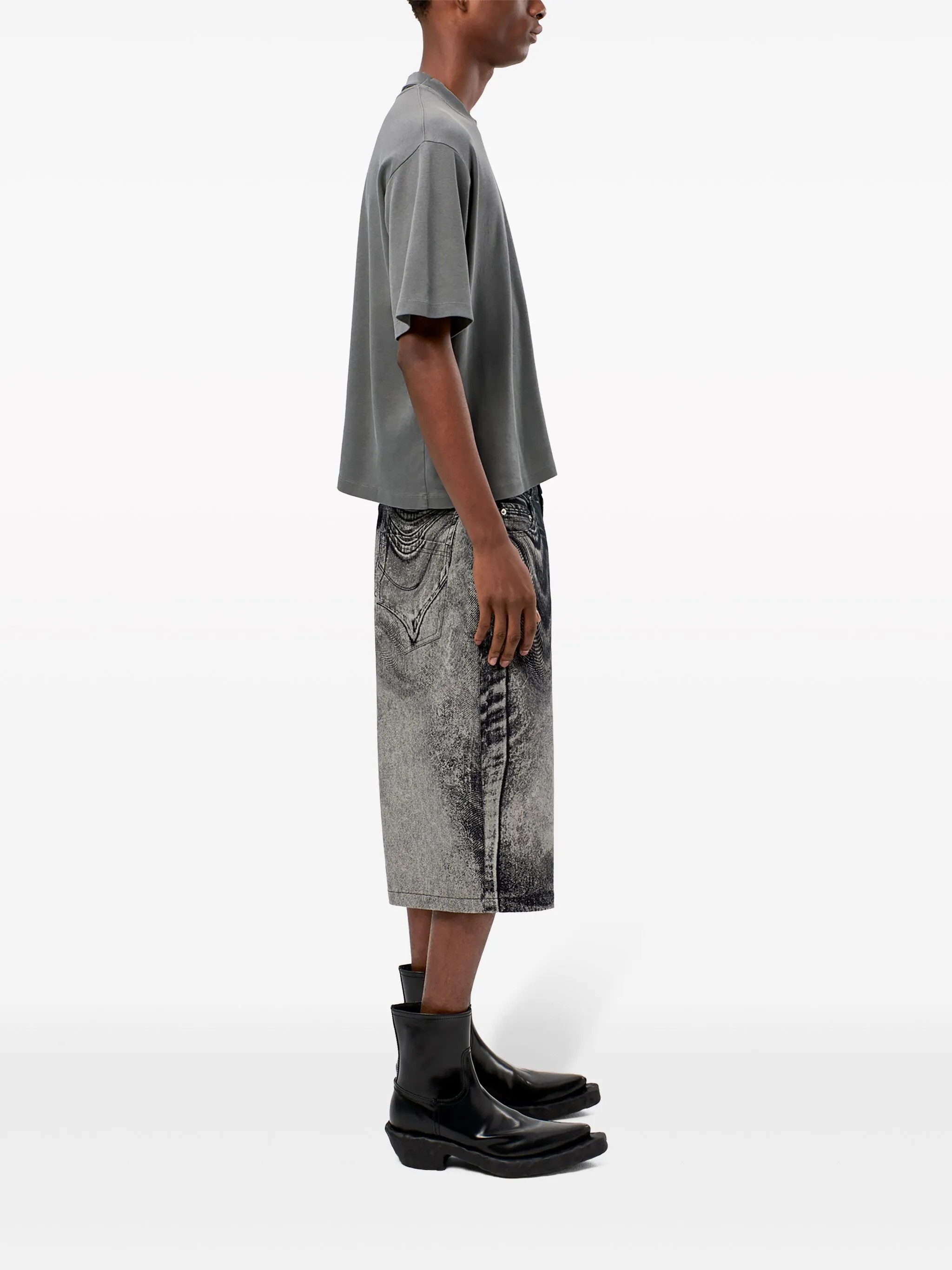 Camperlab Distorted Print Denim Shorts