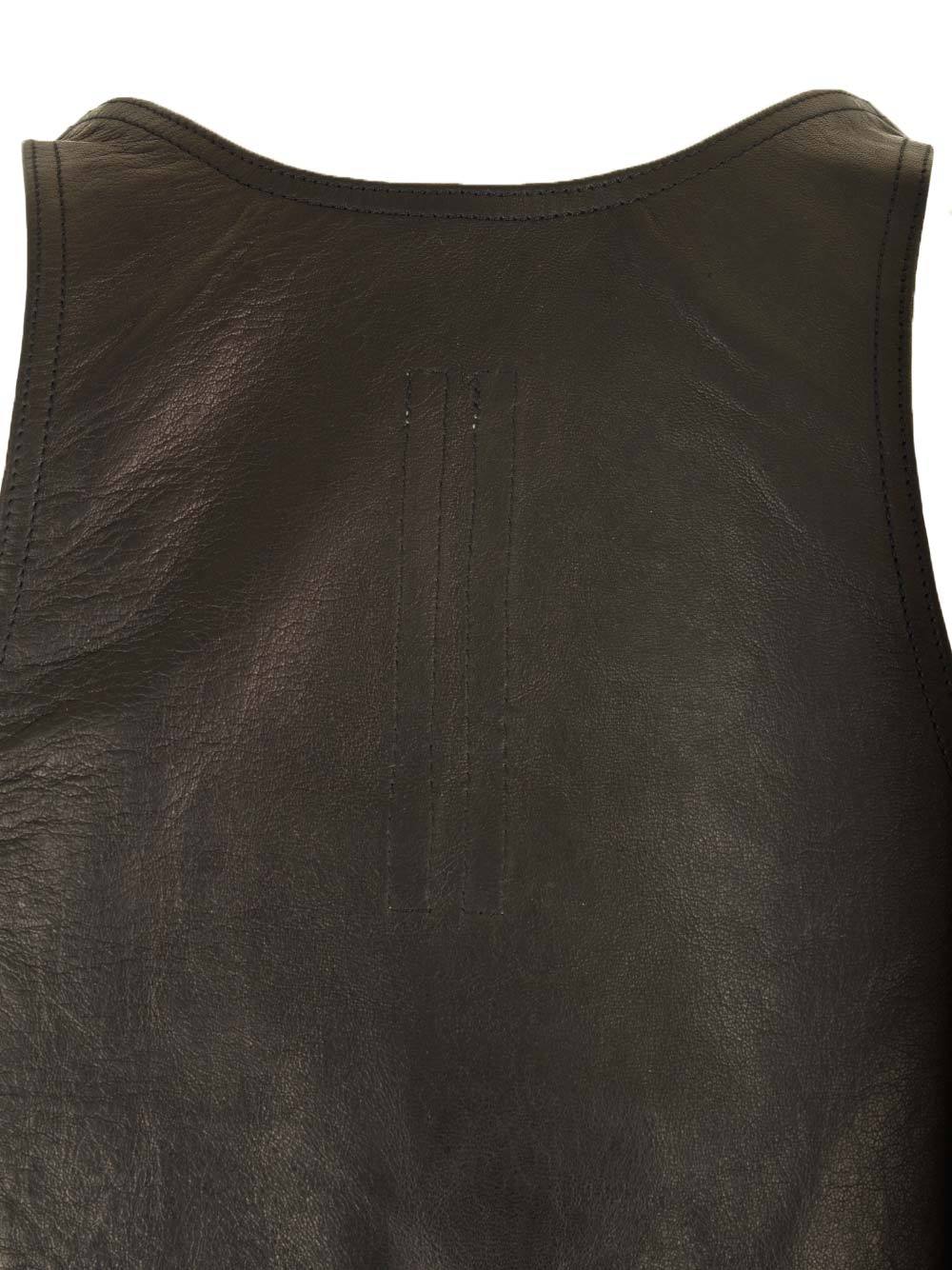 Rick Owens Scoop-neck Leather Tank Top In Black