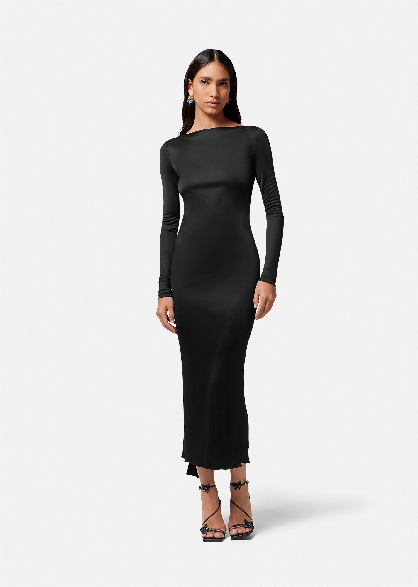 VERSACE X DUA LIPA KNOTTED BACKLESS DRESS