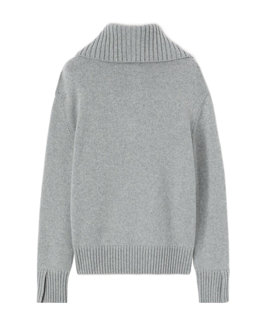 Loro Piana Semi-zipper Long-sleeved Sweater In Gray