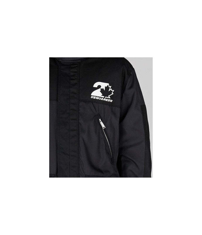 Dsquared2 Logo Print Hooded Padded Parka In Black