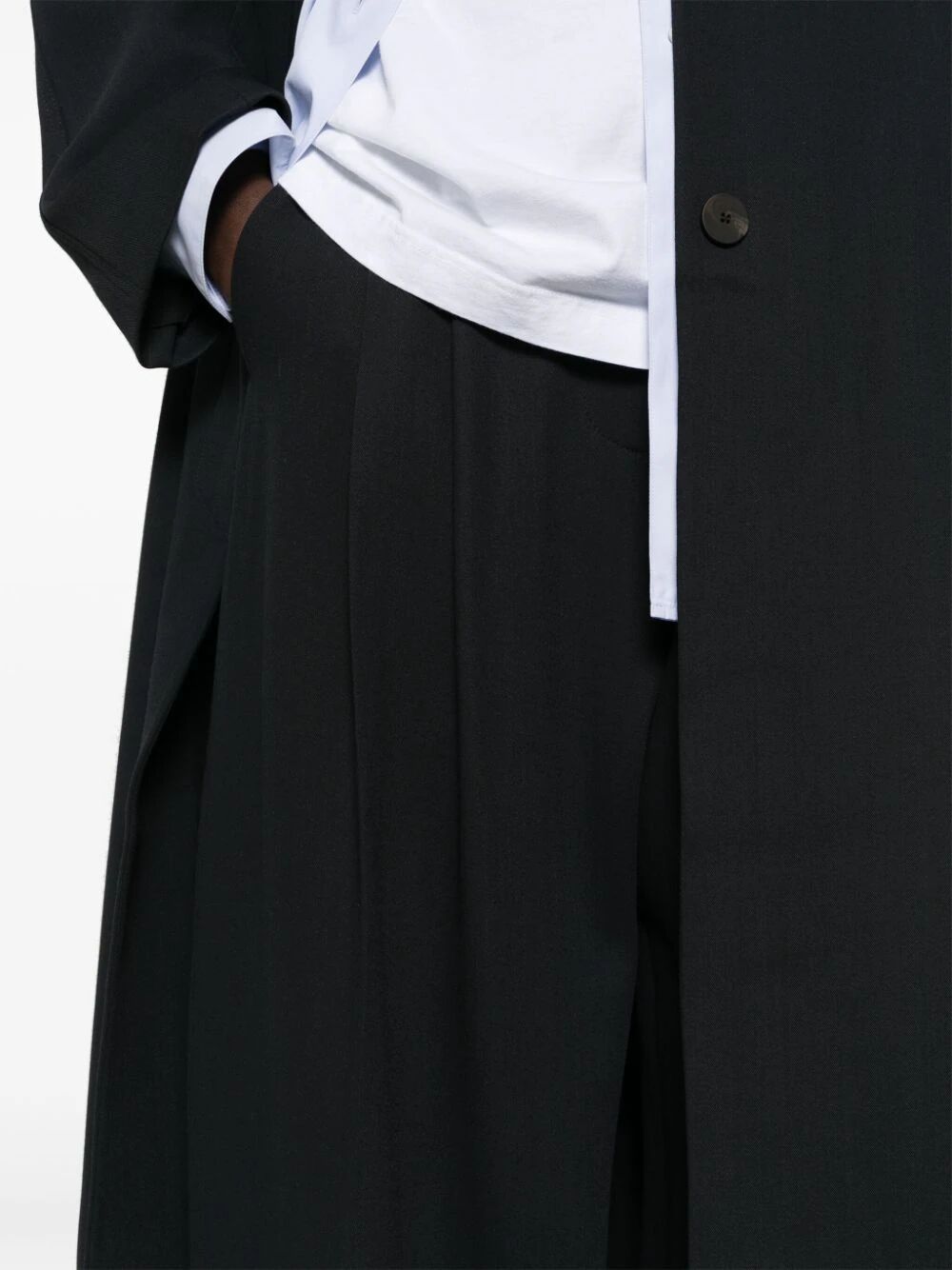 Shop Studio Nicholson Twill Palazzo Pants In Black