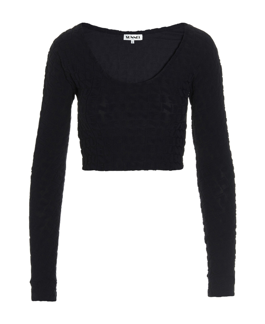 Sunnei Long-sleeved Blouse With Round Neck In Black