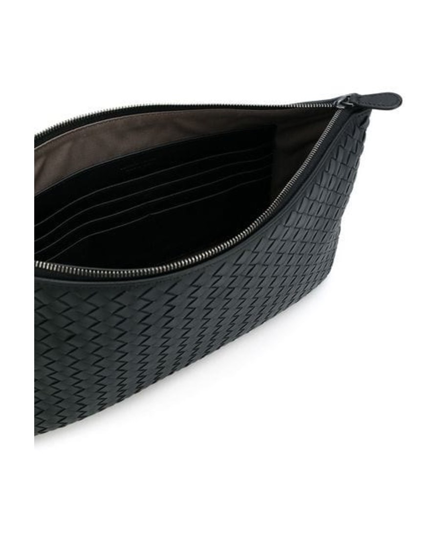 Bottega Veneta Intrecciato Weave Pouch In Black