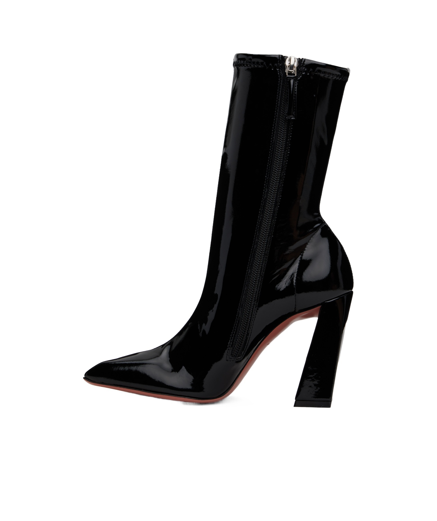 Amina Muaddi Marine 100mm Leather Ankle Boots In Black