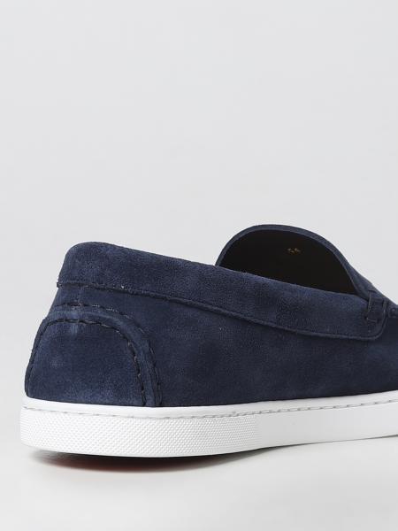 Christian Louboutin Logo-embossed Suede Loafers In Blue