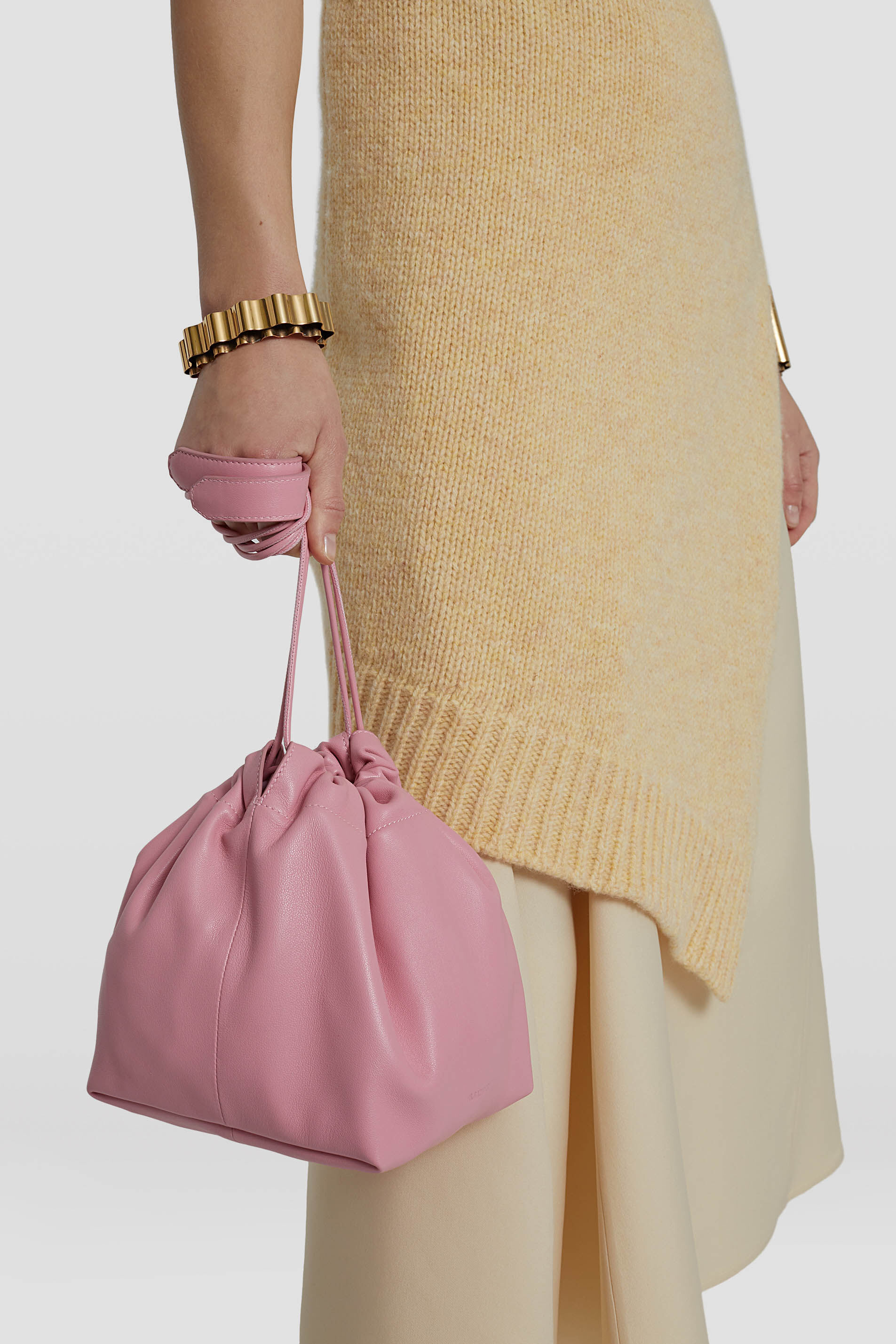 Jil Sander Drawstring Bucket Bag In Pink