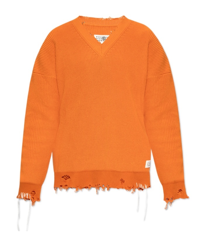 Shop Mm6 Maison Margiela Numbers-motif Jumper In Orange