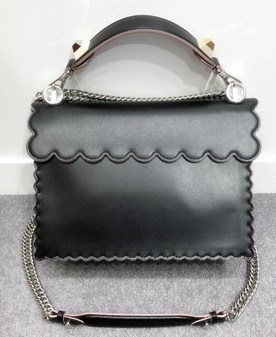 Fendi Kan I Rivet Flower Handbag In Black
