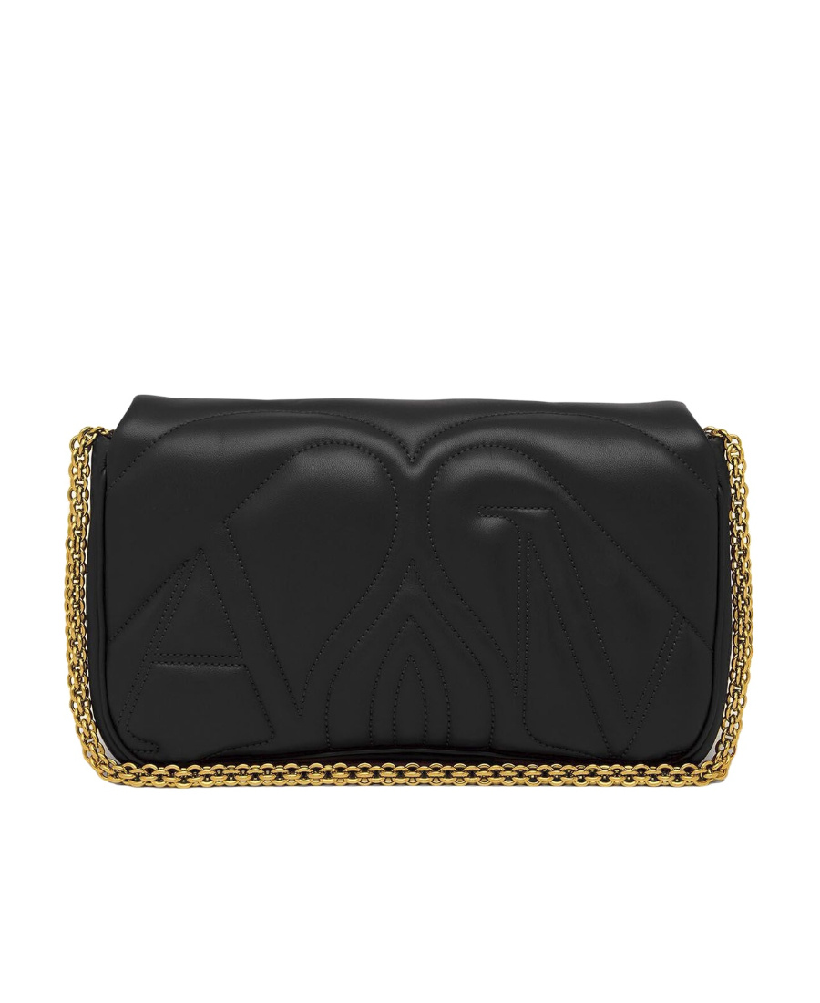 Alexander Mcqueen The Seal Mini Embellished Quilted Leather Shoulder Bag In Black