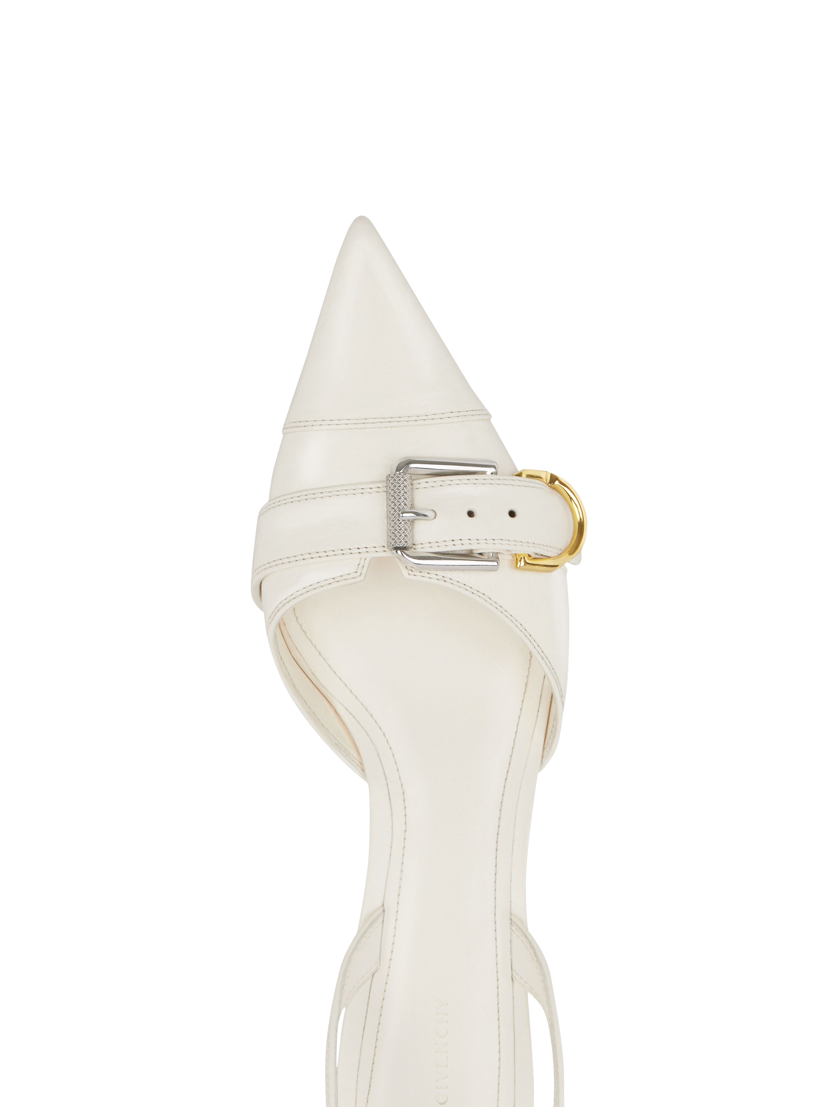 Givenchy Voyou Leather Buckle Slingback Pumps In White