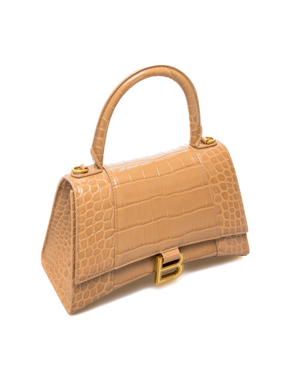Balenciaga Hourglass Embossed Small Handbag In Brown