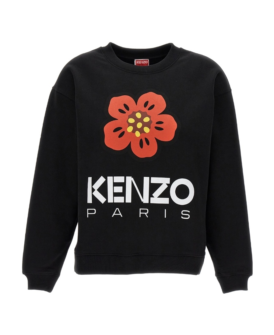 Kenzo Boke Flower Brushed Cotton Sweatshirt In Black