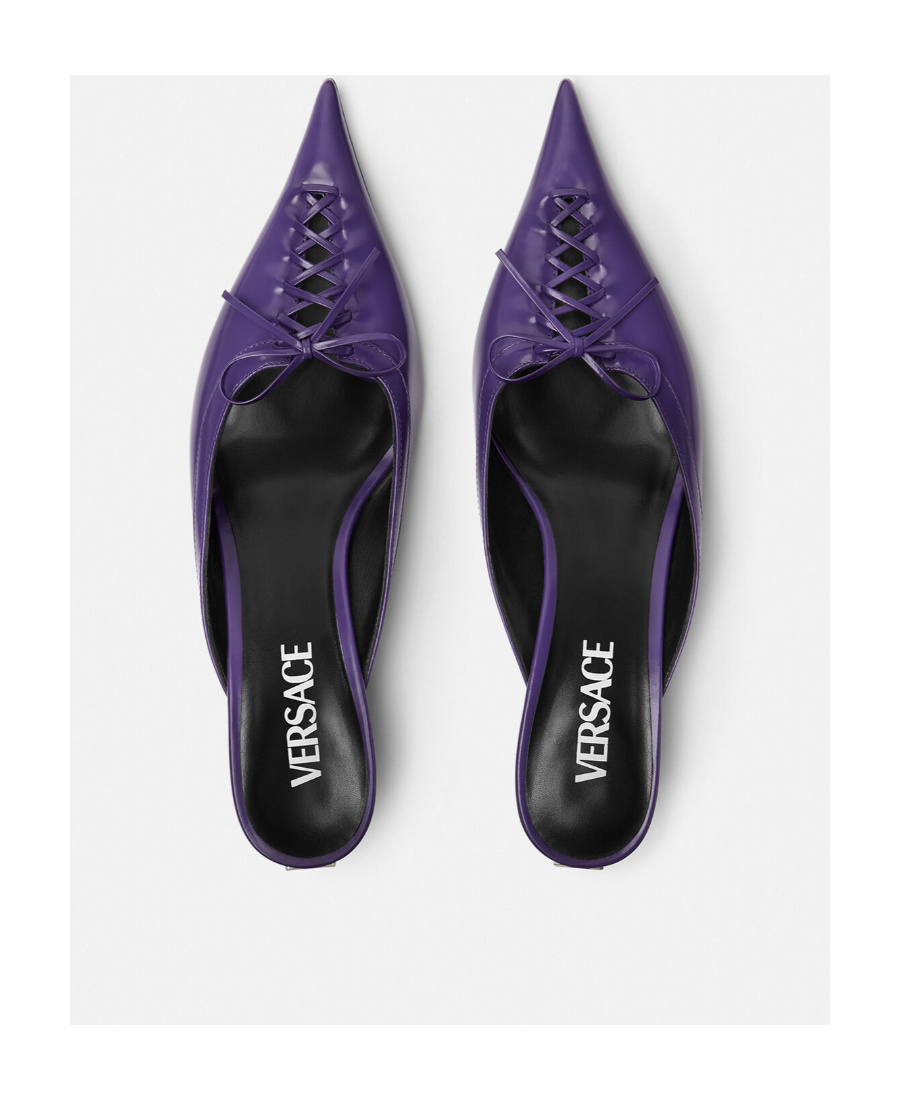 Versace Pin-point 50mm Mules In Blue