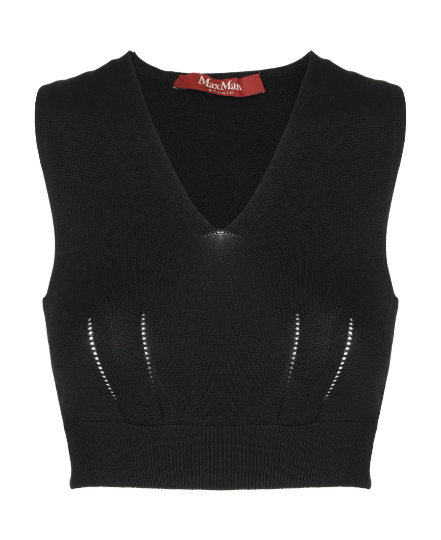 Max Mara Logo Knitted Vest In Black