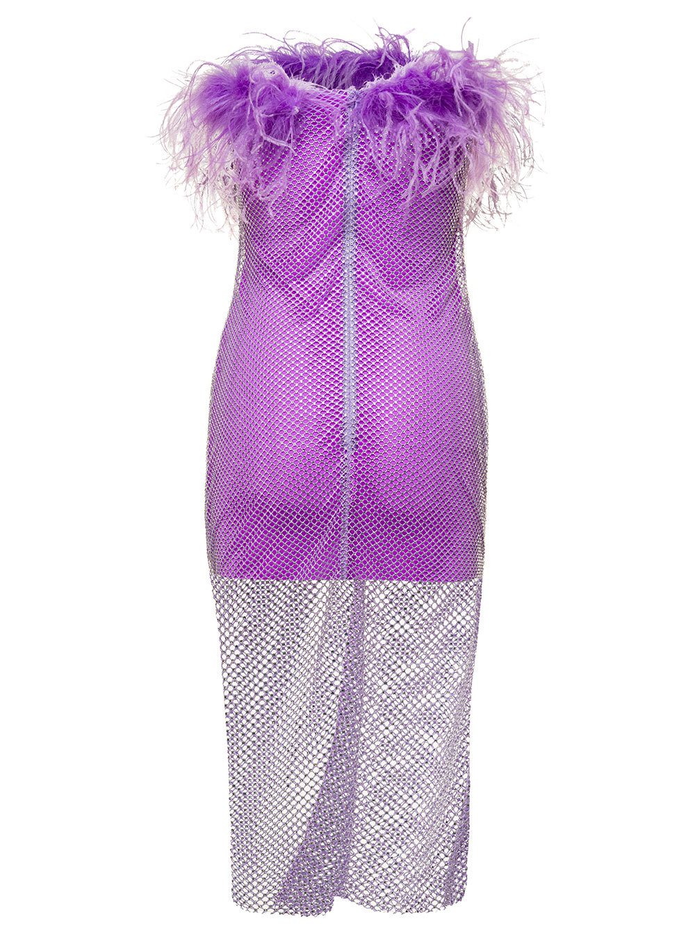 Giuseppe Di Morabito Mini Purple Dress With Feather Trim And Rhinestone Embellishment In Purple