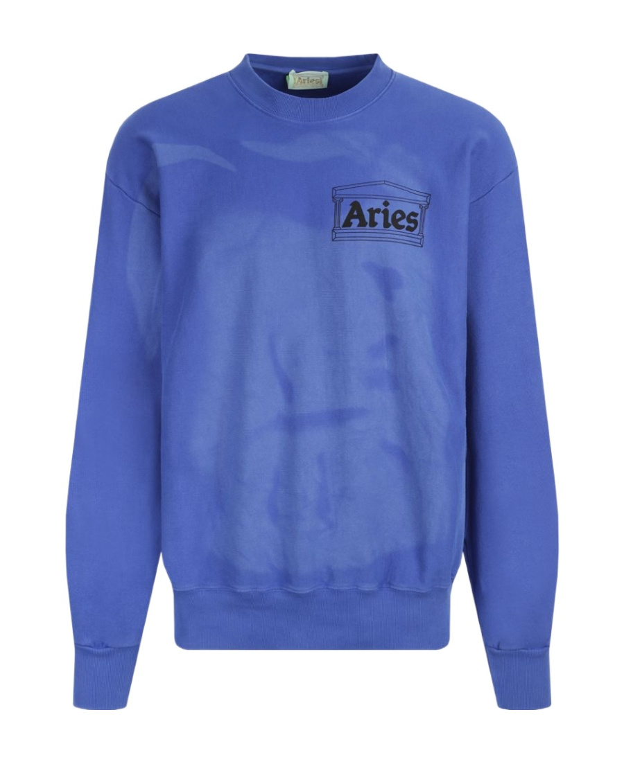 Aries Plain Knitted Sweater With Large Profile In Blue