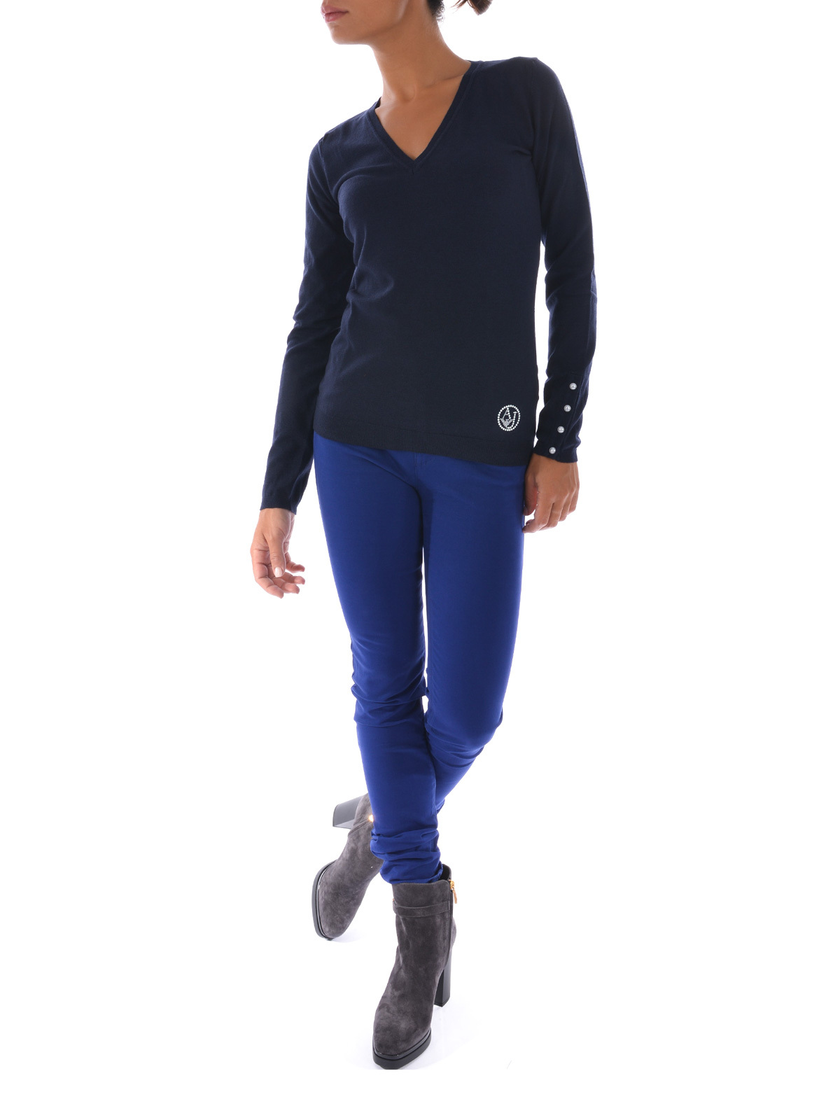 Armani Jeans V-neck Sweater In Black