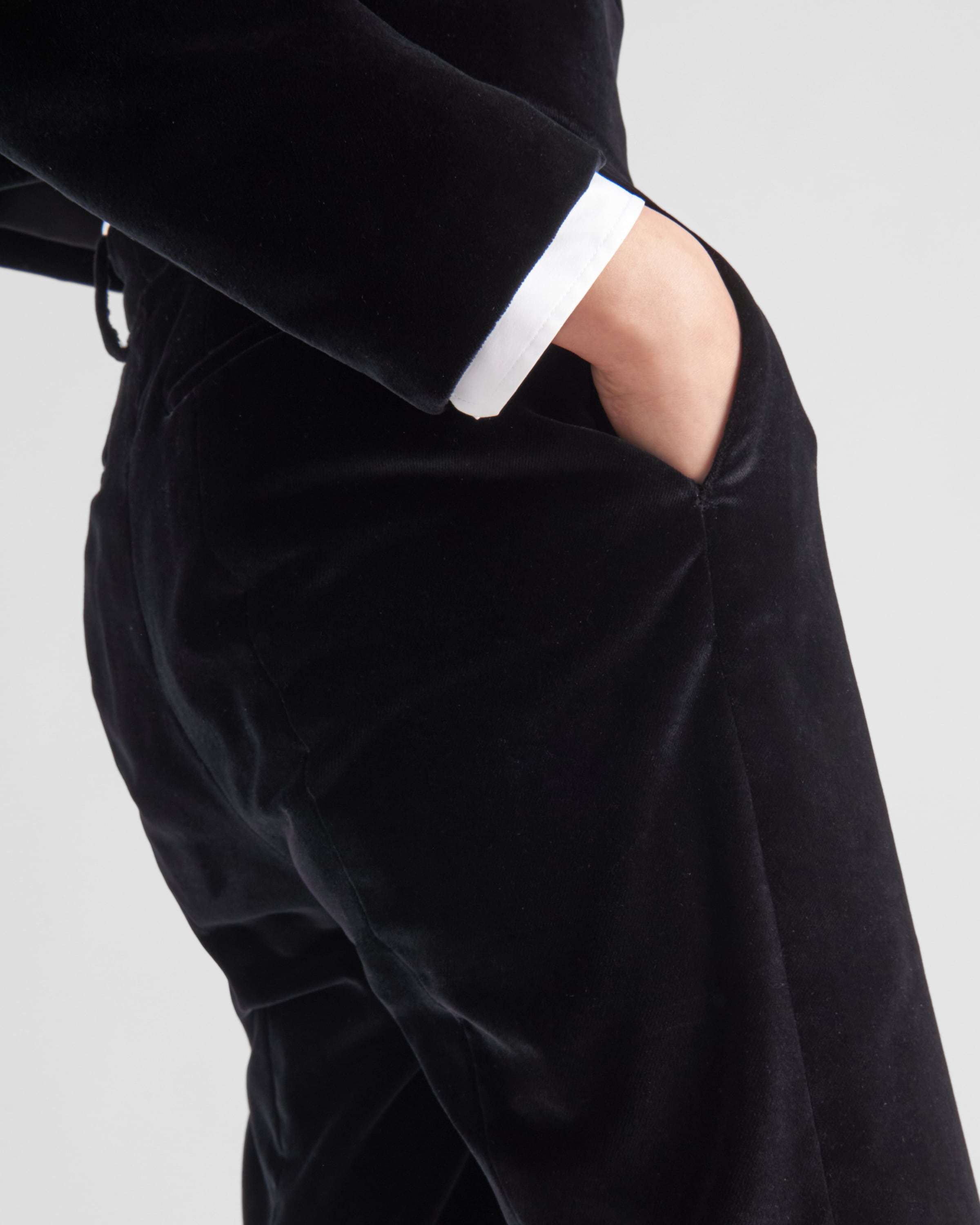 Prada Velvet Straight Trousers In Black