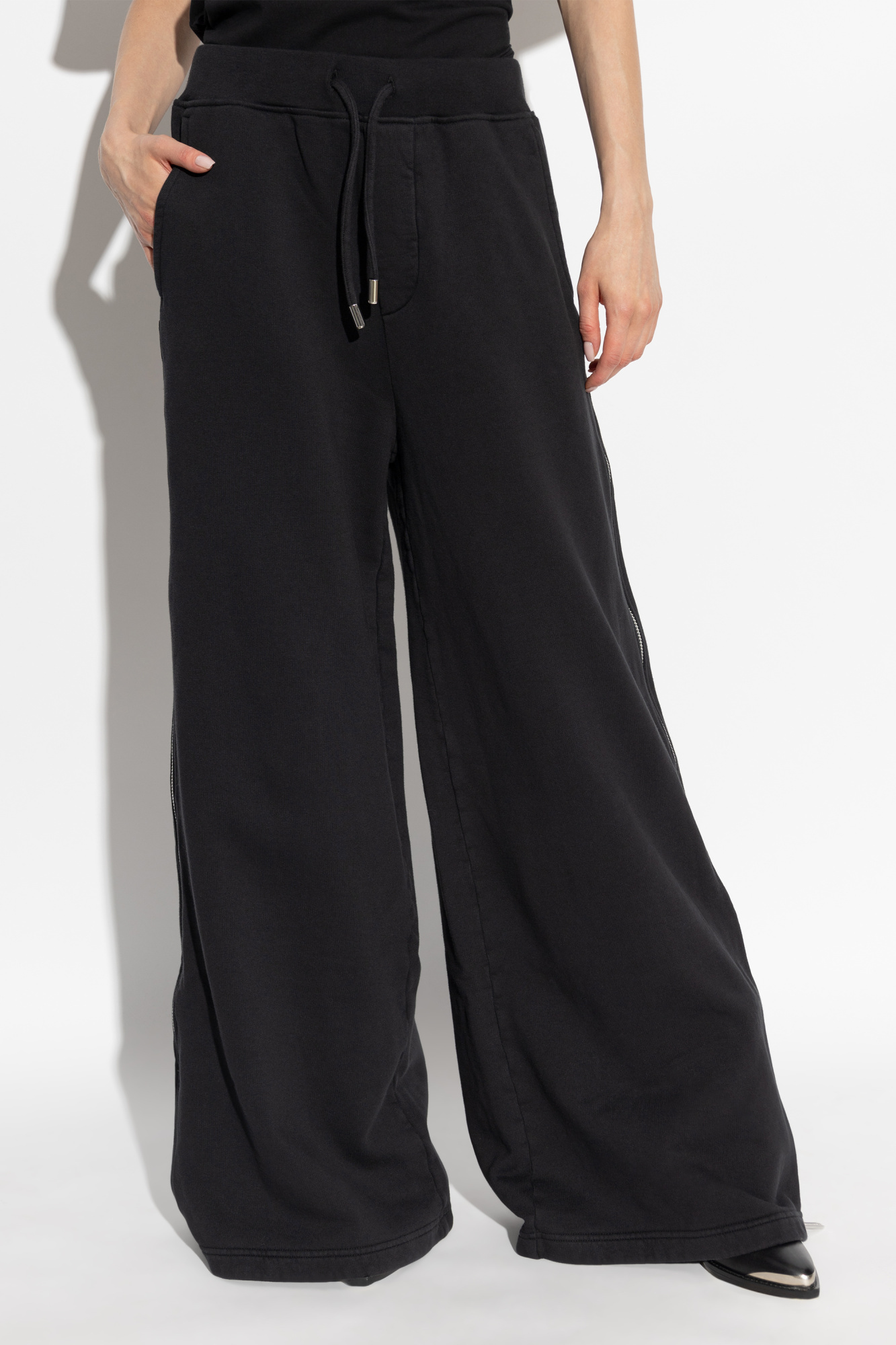 DSQUARED2 SIDE-ZIPPED COTTON PALAZZO PANTS