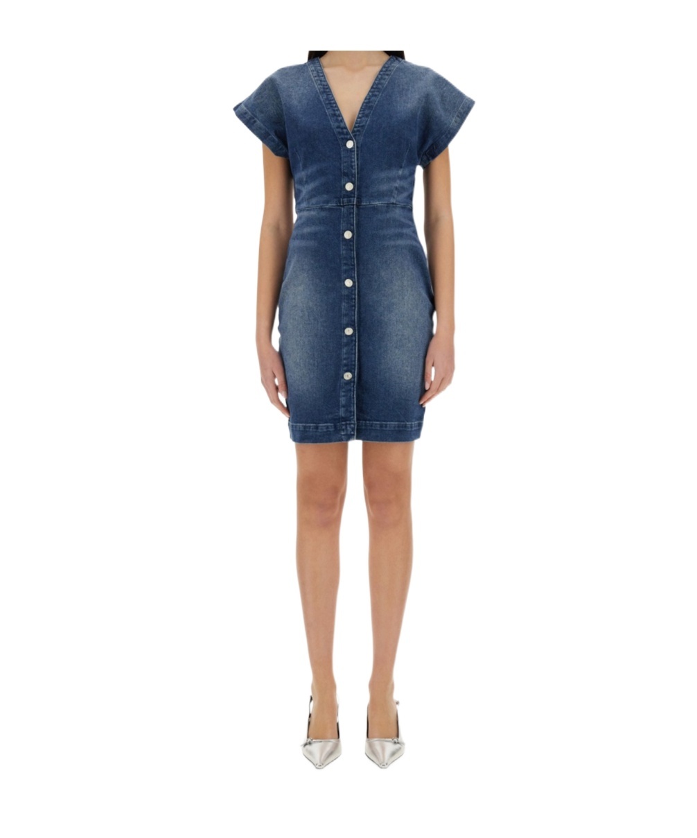 Moschino Slim Fit Denim Dress V-neckline In Blue