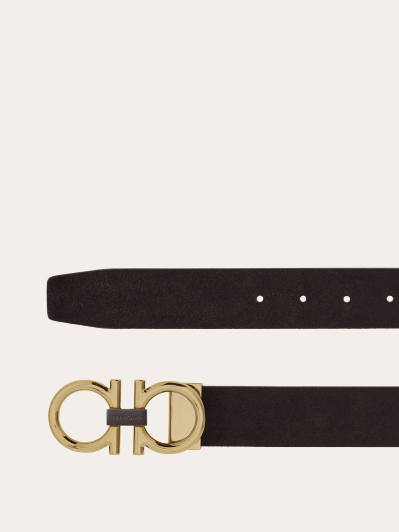 Ferragamo Gancini-buckle Calfskin Belt In Black