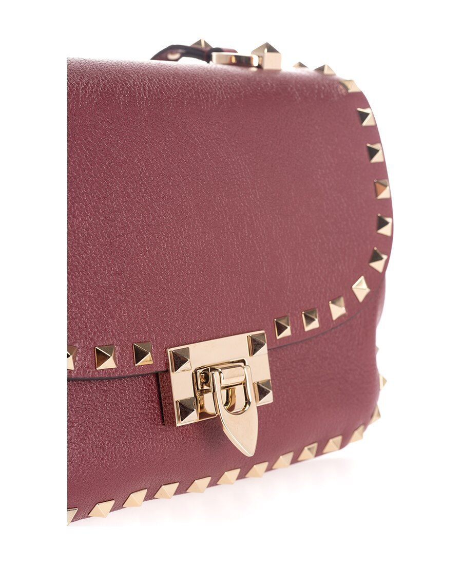 Valentino Decorated Shoulder Bag With Studs In Red