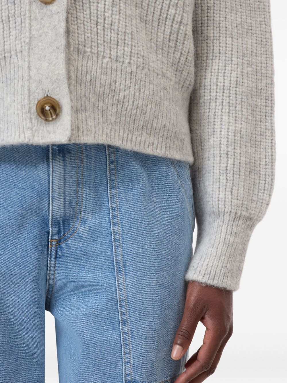 Closed Wool Blend V-necked Cardigan In White