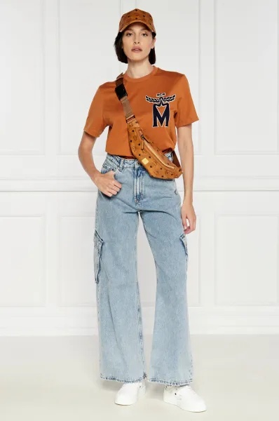 Mcm Logo-patch T-shirt In Orange
