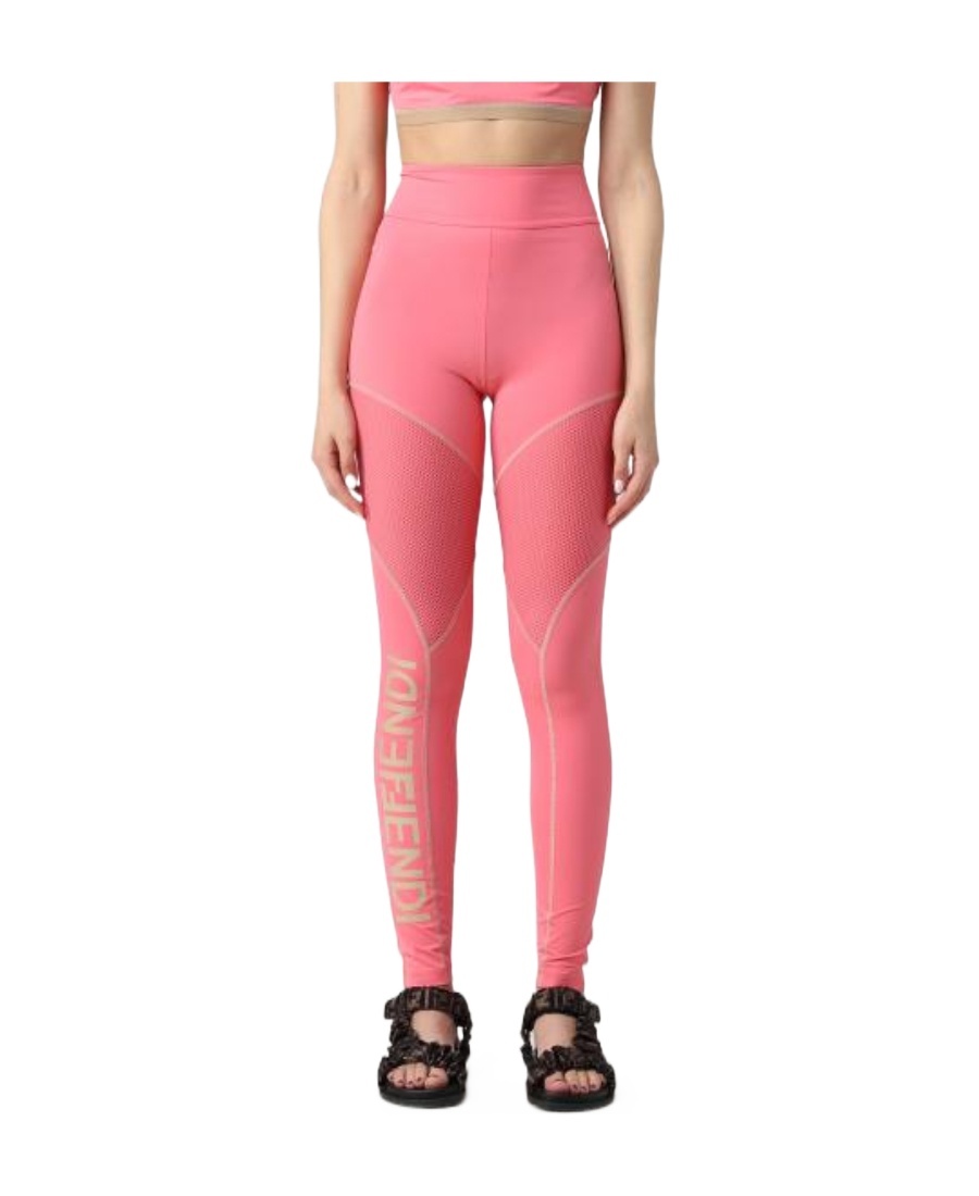 Fendi Logo Leggings In Pink