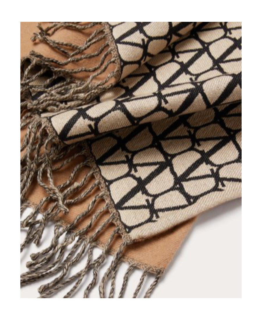 Valentino Asymmetrical Wool Poncho With Fringed Edge In Brown