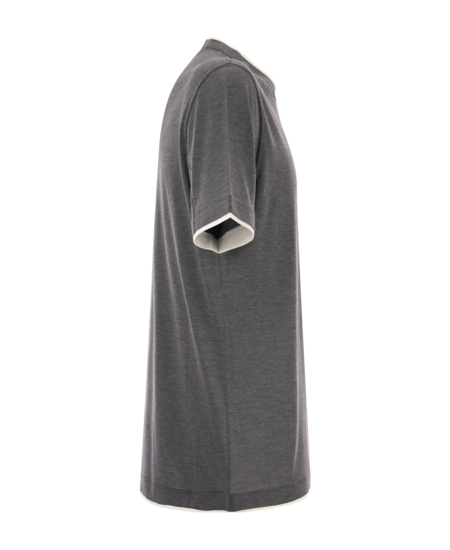 Brunello Cucinelli Basic Silk-blend T-shirt In Black