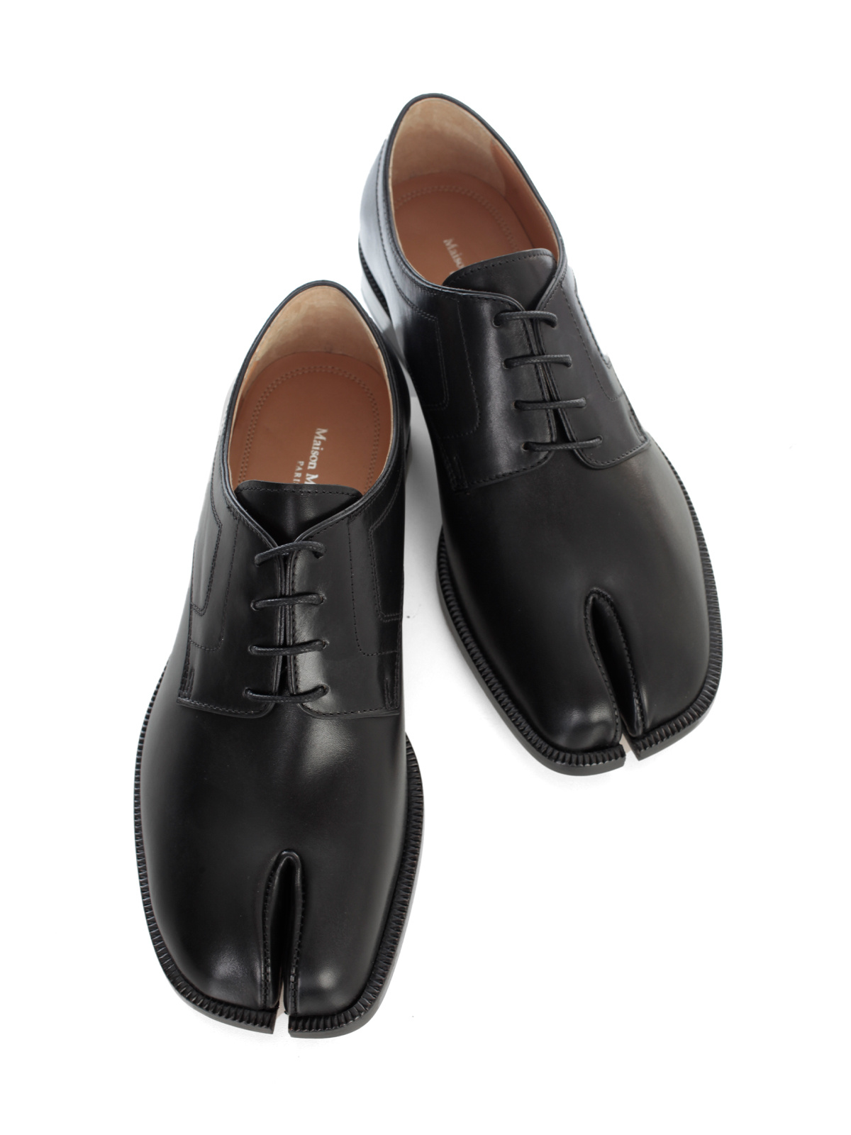 Maison Margiela 20mm Tabi Leather Lace-up Shoes In Black