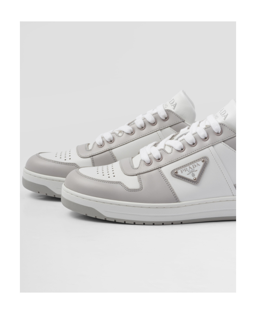 Prada Leather Sneakers Downtown Two-tone Silhouette In White